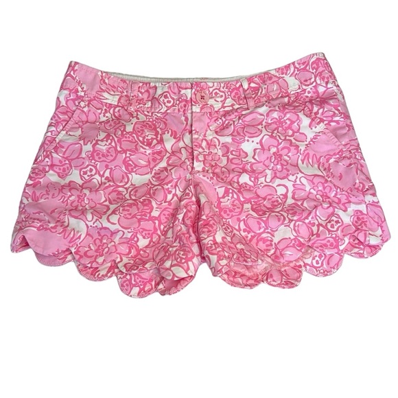 Lilly Pulitzer The Buttercup Short in She’s A Fox Scallop Hem Floral Pink 0 - Picture 3 of 17